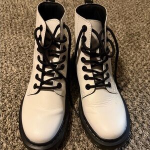 Dr. Martens White Combat Boots with Black Laces